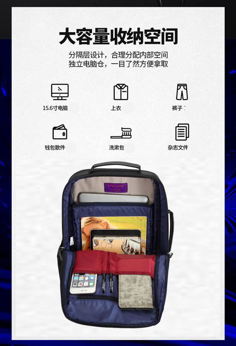 質(zhì)感高檔多功能商務雙肩電腦包定制